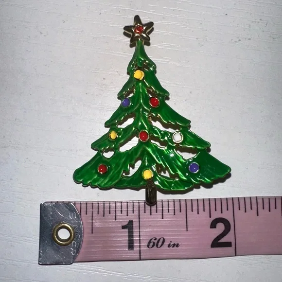 Enameled Christmas Tree Brooch - Picture 5 of 5